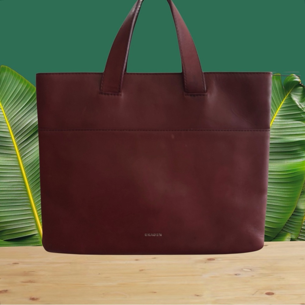 Skagen Burgundy Leather Laptop Bag